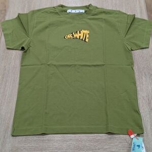 $450 Mens Off-White Cartoon Arrow Cotton Crewneck T-Shirt Khaki Green Medium